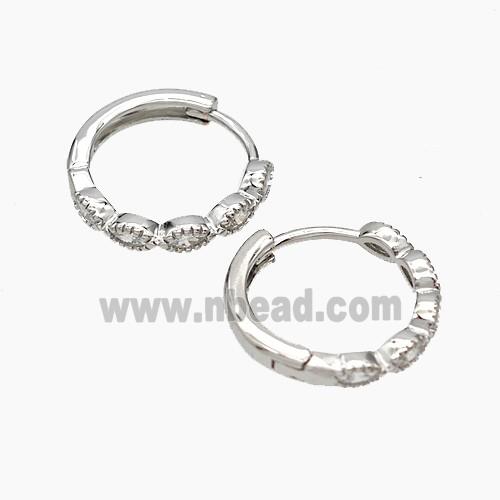 Copper Hoop Earrings Micropave Zirconia Platinum Plated