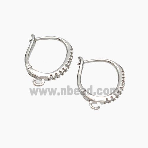 Copper Latchback Earrings Micropave Zirconia Platinum Plated