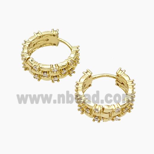 Copper Hoop Earrings Micropave Zirconia Gold Plated