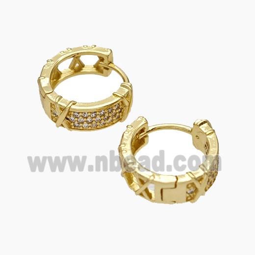 Copper Hoop Earrings Micropave Zirconia Gold Plated