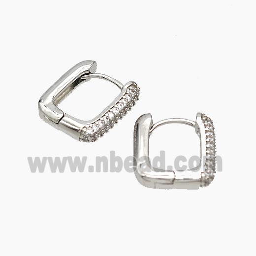 Copper Latchback Earrings Micropave Zirconia Platinum Plated
