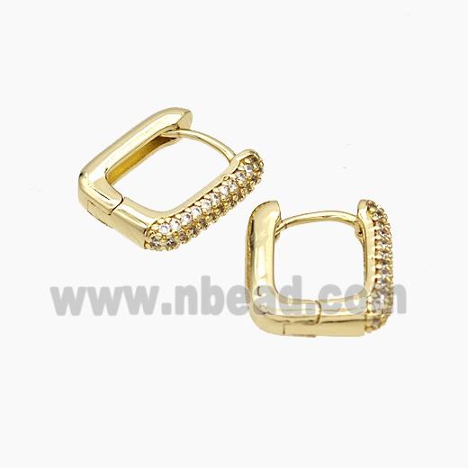 Copper Latchback Earrings Micropave Zirconia Gold Plated