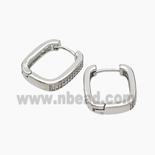Copper Latchback Earrings Micropave Zirconia Platinum Plated