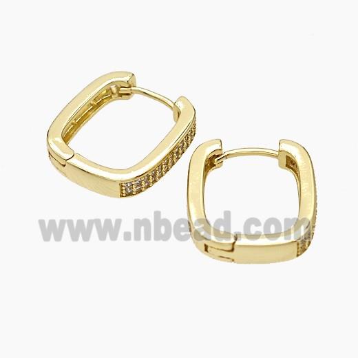 Copper Latchback Earrings Micropave Zirconia Gold Plated