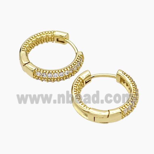 Copper Hoop Earrings Micropave Zirconia Gold Plated