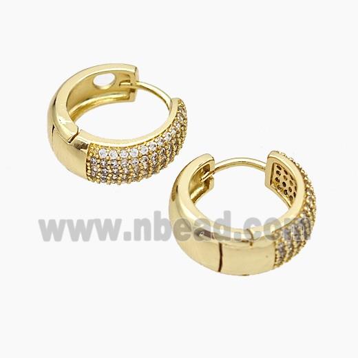 Copper Hoop Earrings Micropave Zirconia Gold Plated