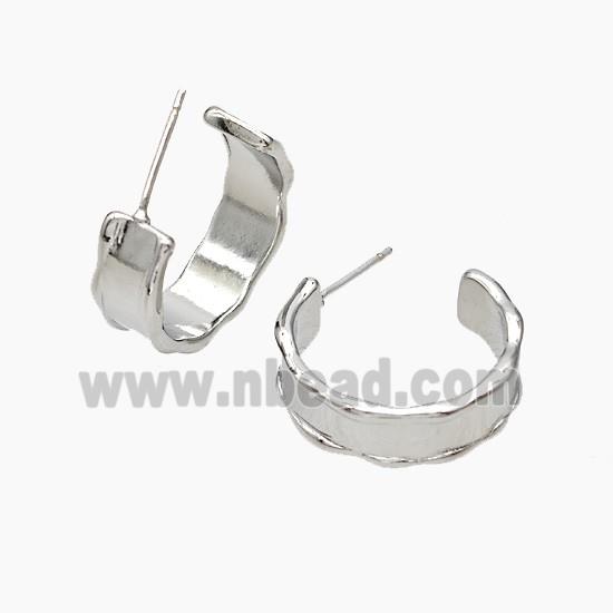 Copper Stud Earrings Platinum Plated