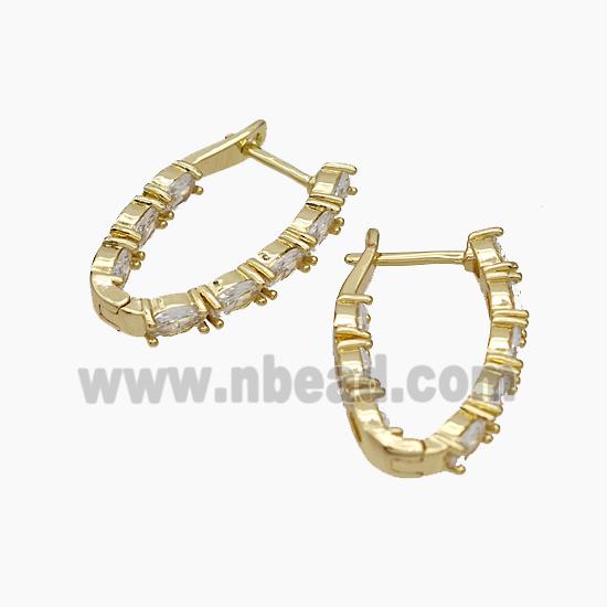 Copper Latchback Earrings Pave Zirconia Gold Plated
