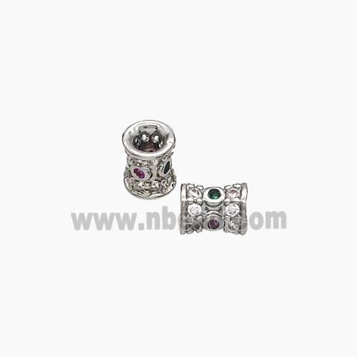 Copper Tube Beads Micropave Zirconia Platinum Plated