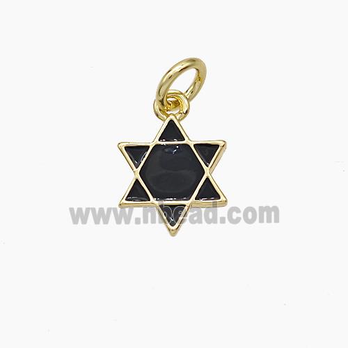 Enamel Daivd Star Pendant Black Enamel Gold Plated