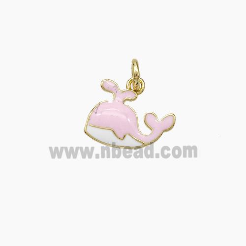Copper Dolphin Pendant Pink Enamel Gold Plated