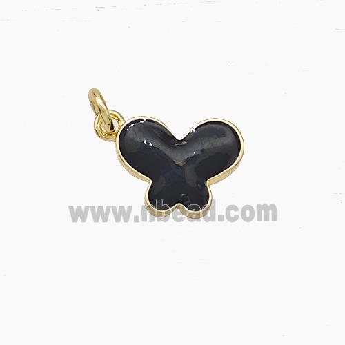 Copper Butterfly Pendant Black Enamel Gold Plated