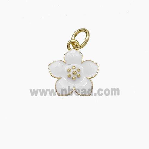 Copper Flower Pendant White Enamel Gold Plated