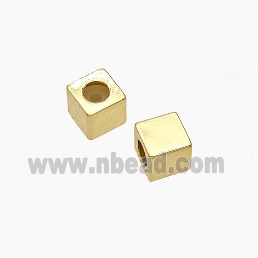Copper Cube Beads Large Hole Gold Plated