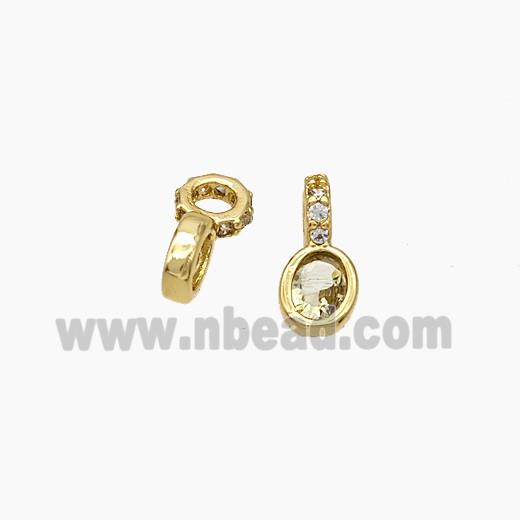 Copper Oval Pendant Pave Zirconia Gold Plated