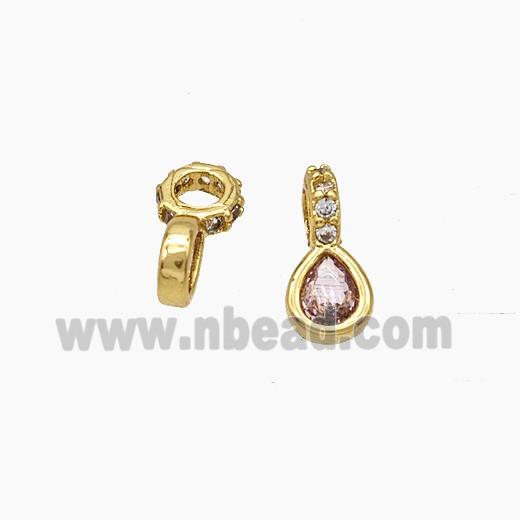 Copper Teardrop Pendant Pave Zirconia Gold Plated