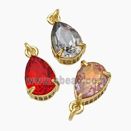 Cubic Zirconia Pendant Copper Teardrop Gold Plated Mixed