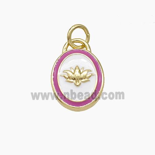 Copper Lotus Pendant Enamel Oval Gold Plated