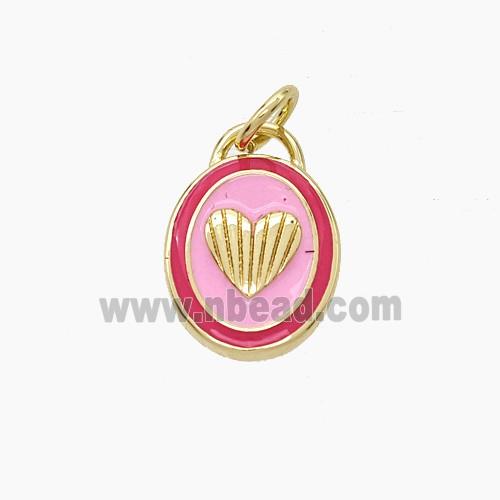 Copper Heart Pendant Enamel Oval Gold Plated