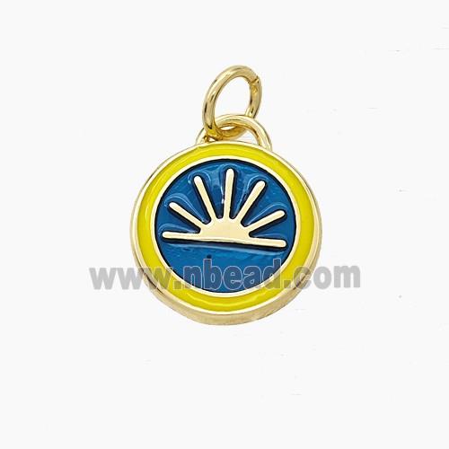 Copper Sun Pendant Enamel Circle Gold Plated