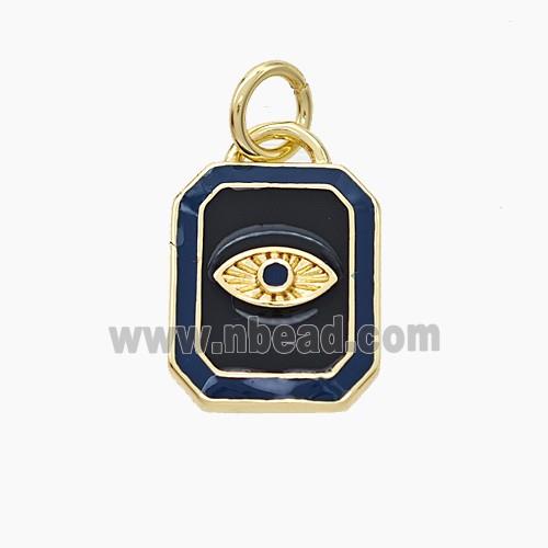 Copper Eye Pendant Enamel Rectangle Gold Plated
