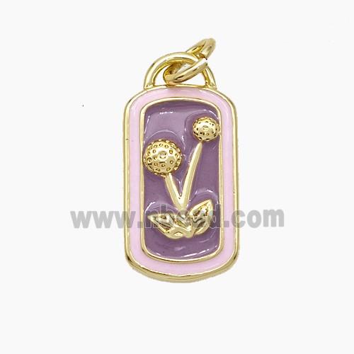 Copper Cherry Pendant Enamel Rectangle Gold Plated