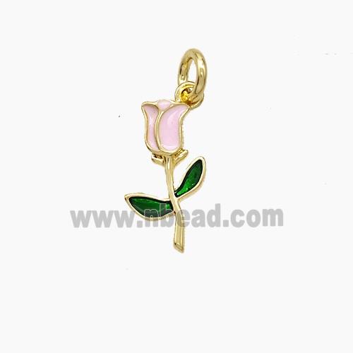Copper Flower Pendant Enamel Gold Plated