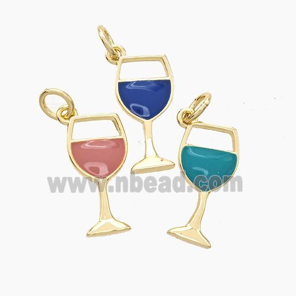 Copper Goblet Pendant Enamel WineCup Gold Plated Mixed