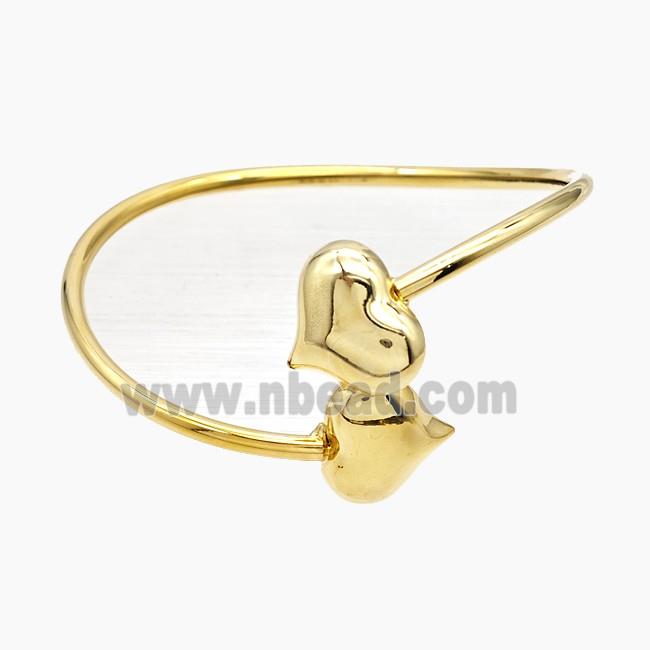 Copper Bangle Heart Gold Plated
