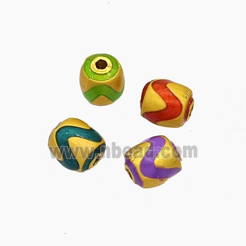 Copper Barrel Beads Painted Gold Plated Mixed