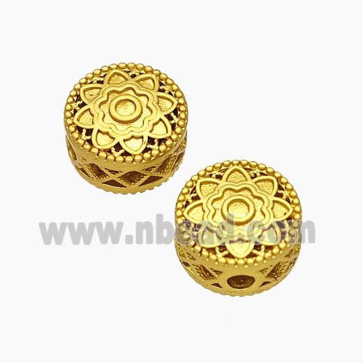 Copper Button Beads Flower Gold Plated