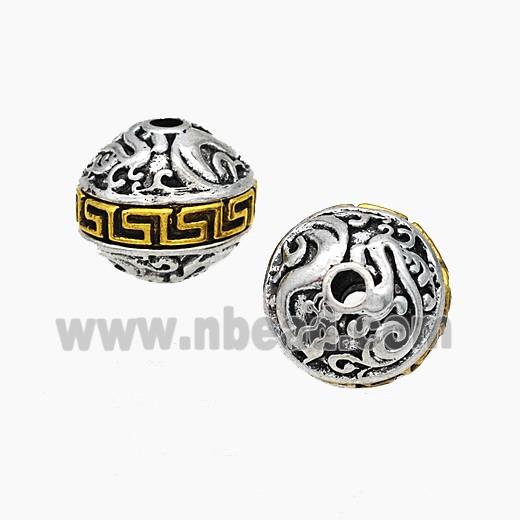 Tibetan Style Alloy Beads Bicone Antique Silver Golden