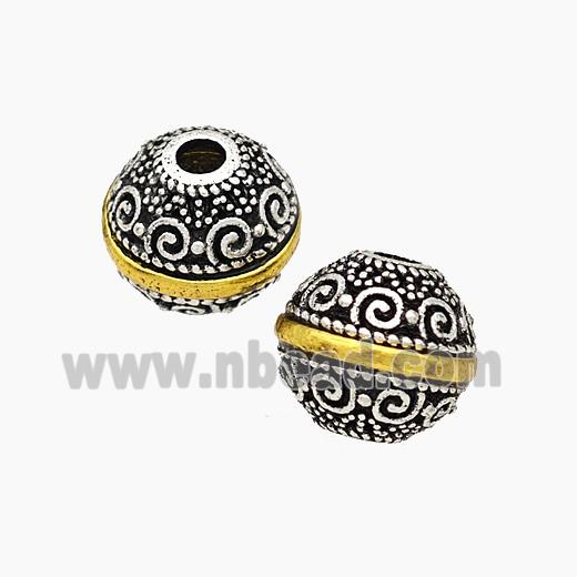 Tibetan Style Alloy Beads Round Antique Silver Golden