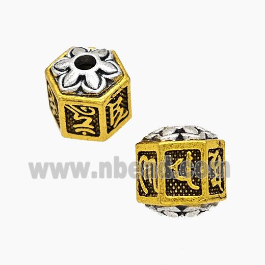 Tibetan Style Alloy Beads Prism Antique Silver Golden