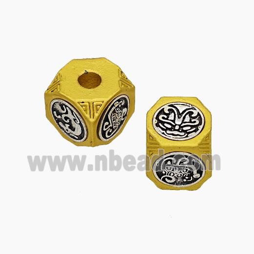 Tibetan Style Alloy Beads Cube Large Hole Antique Silver Golden