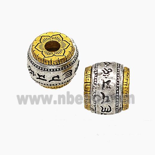 Tibetan Style Alloy Beads Barrel Large Hole Antique Silver Golden