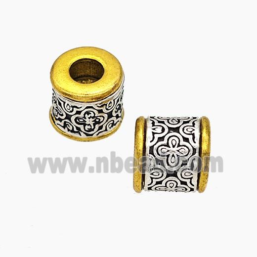 Tibetan Style Alloy Beads Tube Large Hole Antique Silver Golden
