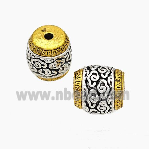 Tibetan Style Alloy Beads Barrel Antique Silver Golden
