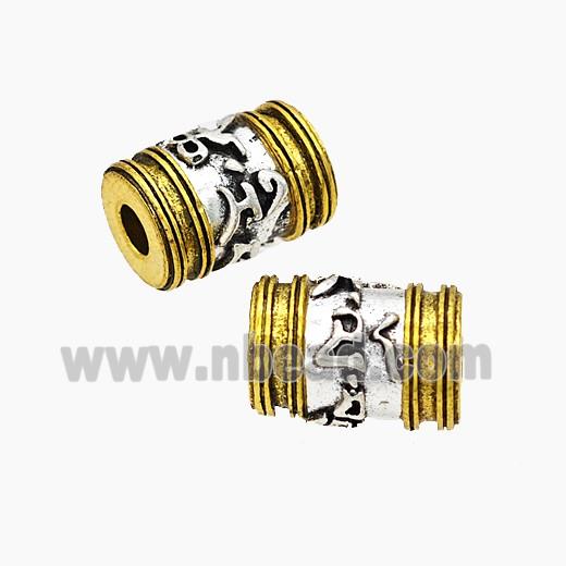 Tibetan Style Alloy Beads Column Large Hole Antique Silver Golden