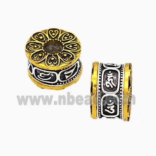 Tibetan Style Alloy Beads Rondelle Large Hole Antique Silver Golden