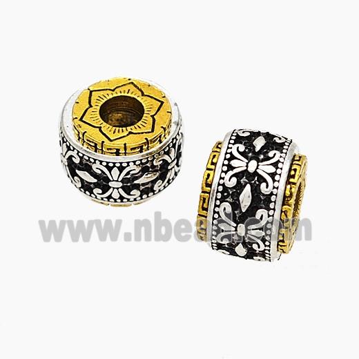 Tibetan Style Alloy Rotatable Beads Rondelle Large Hole Antique Silver Golden