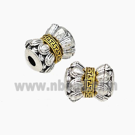 Tibetan Style Alloy Lotus Beads Rotatable Large Hole Antique Silver Golden