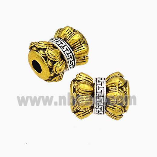 Tibetan Style Alloy Lotus Beads Rotatable Large Hole Antique Silver Golden