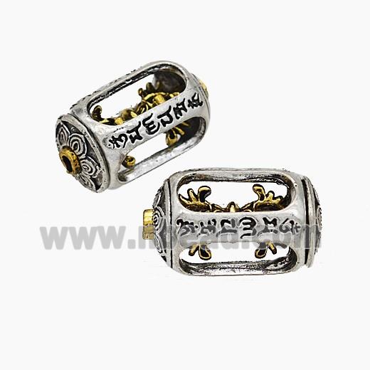 Tibetan Style Alloy Prayer Wheel Beads Rotatable Antique Silver Golden