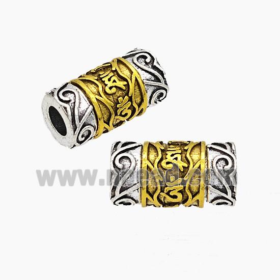 Tibetan Style Alloy Tube Beads Rotatable Large Hole Antique Silver Golden Column