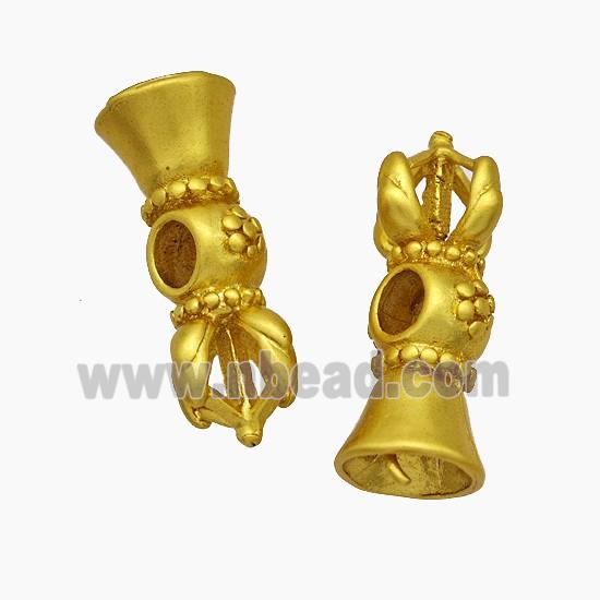 Tibetan Style Copper Vajra Pestle Beads Gold Plated