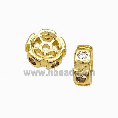 Copper Heishi Spacer Beads Micropave Zirconia Gold Plated