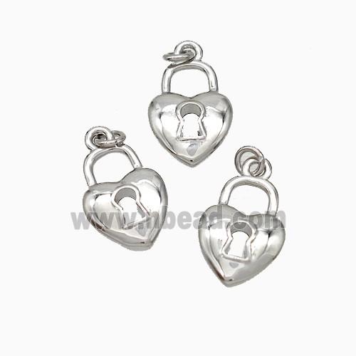 Copper Heart Lock Pendant Platinum Plated