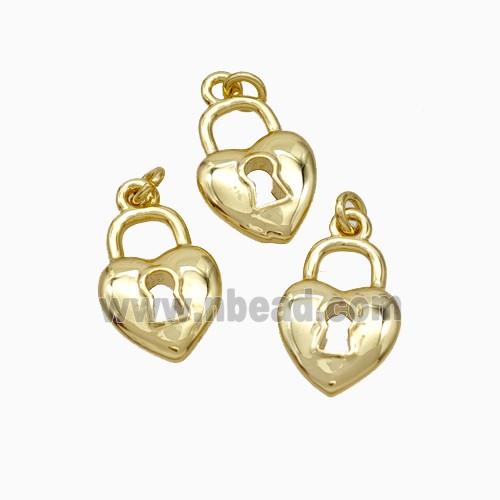 Copper Heart Lock Pendant Gold Plated