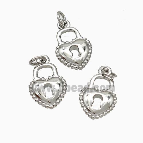 Copper Heart Lock Pendant Platinum Plated